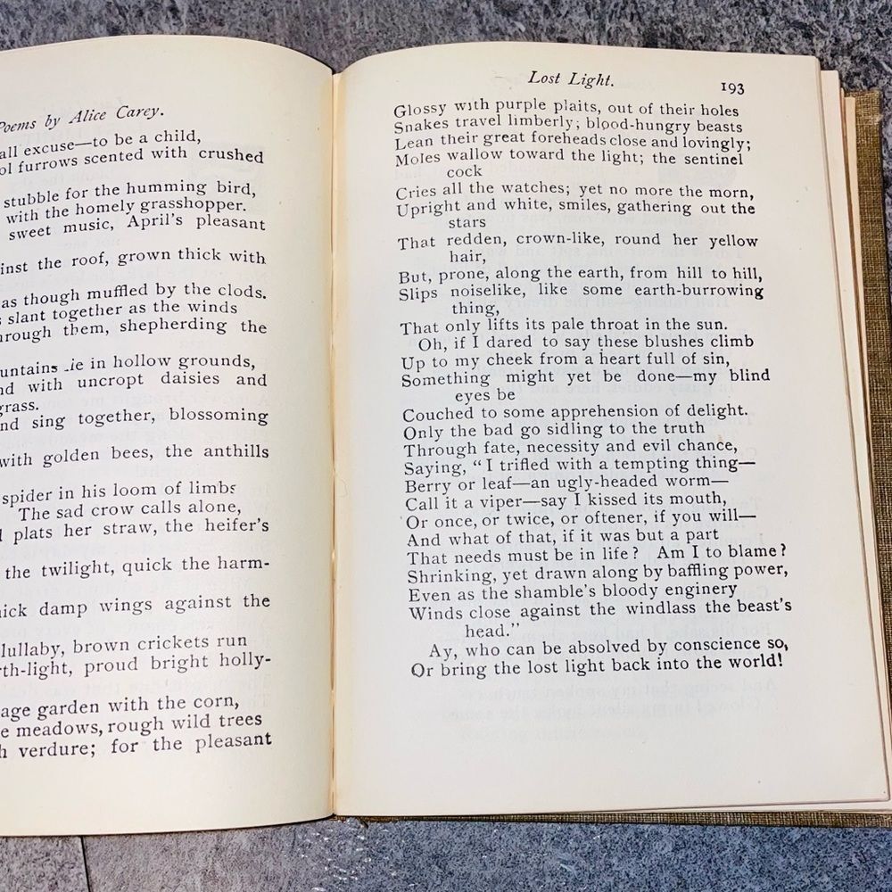 Antique Alice Cary's Poems Book Hurst and Co  Pub NY 1800s poetry hardback - Picture 7 of 7